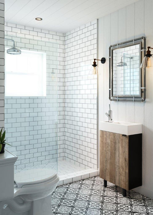18" Boka Modern Spacesaver Free Standing Bathroom Vanity Set with Cultured Marble Top and Sink