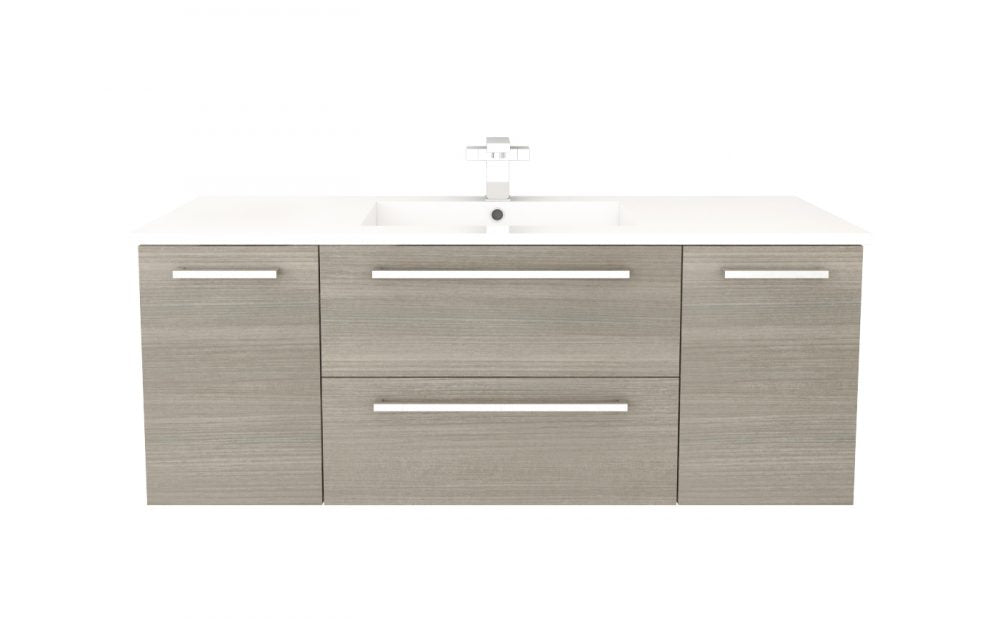Boho Modern Wall Mounted Floating Bathroom Vanity Set with Cultured Marble Top and Sink