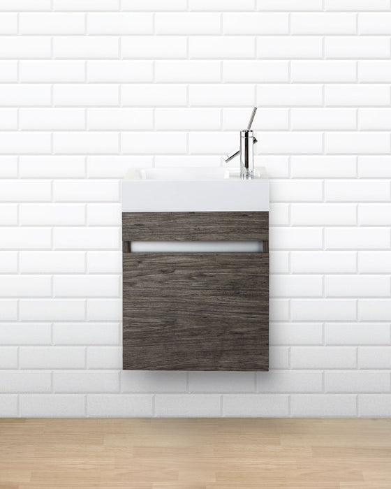 18" Tulum Modern Wall Mounted Floating Bathroom Vanity Set with Cultured Marble Top and Sink