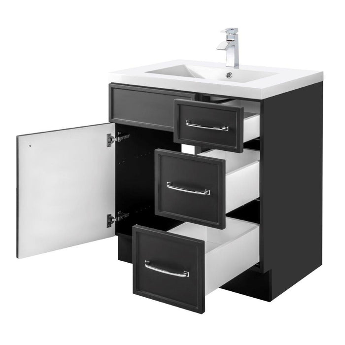 Mio Modern Free Standing Bathroom Vanity Set with Cultured Marble Top and Sink