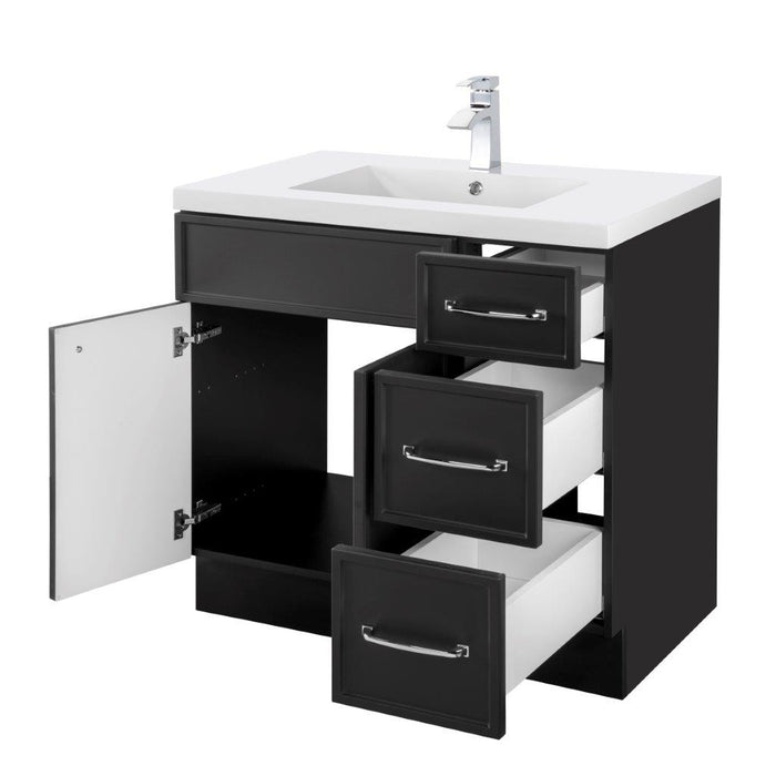 Mio Modern Free Standing Bathroom Vanity Set with Cultured Marble Top and Sink