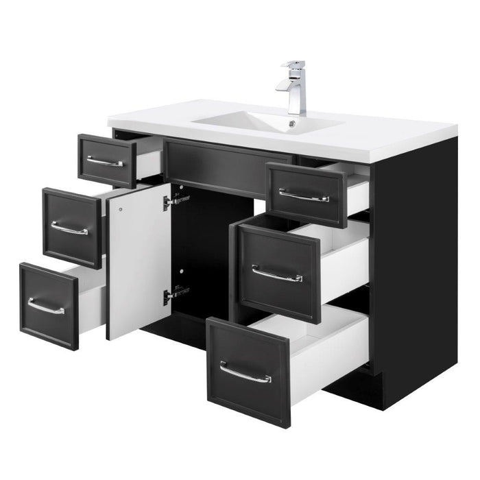 Mio Modern Free Standing Bathroom Vanity Set with Cultured Marble Top and Sink