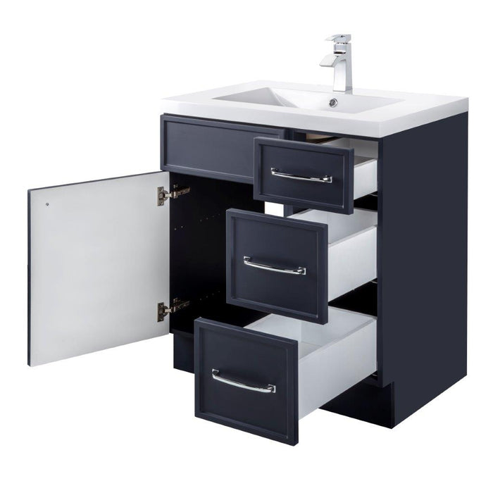 Mio Modern Free Standing Bathroom Vanity Set with Cultured Marble Top and Sink