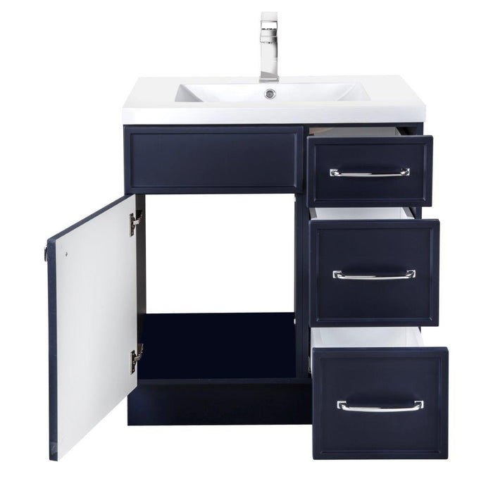 Mio Modern Free Standing Bathroom Vanity Set with Cultured Marble Top and Sink