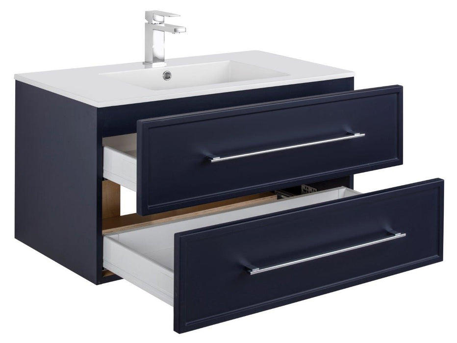 Lucca Modern Wall Mounted Floating Bathroom Vanity with Cultured Marble Top and Sink