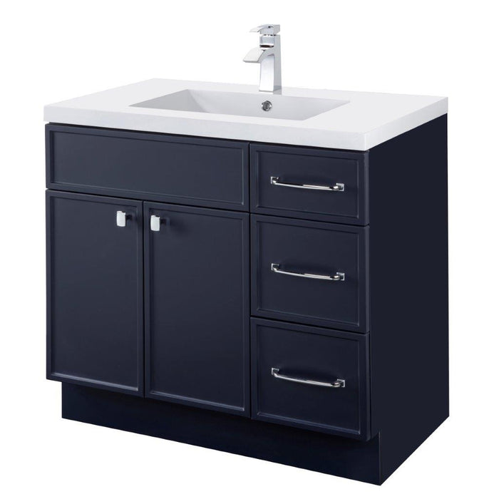 Mio Modern Free Standing Bathroom Vanity Set with Cultured Marble Top and Sink