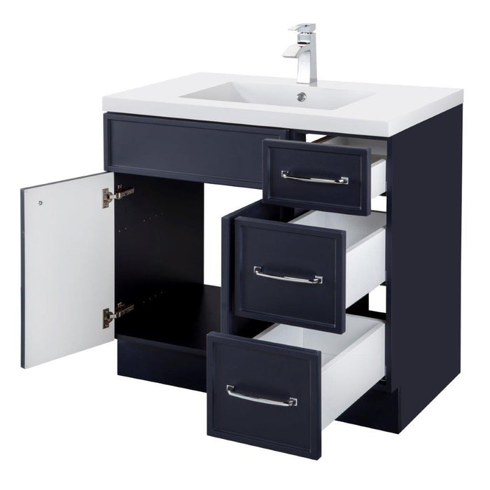Mio Modern Free Standing Bathroom Vanity Set with Cultured Marble Top and Sink
