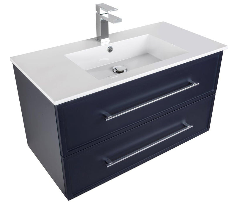 Lucca Modern Wall Mounted Floating Bathroom Vanity with Cultured Marble Top and Sink