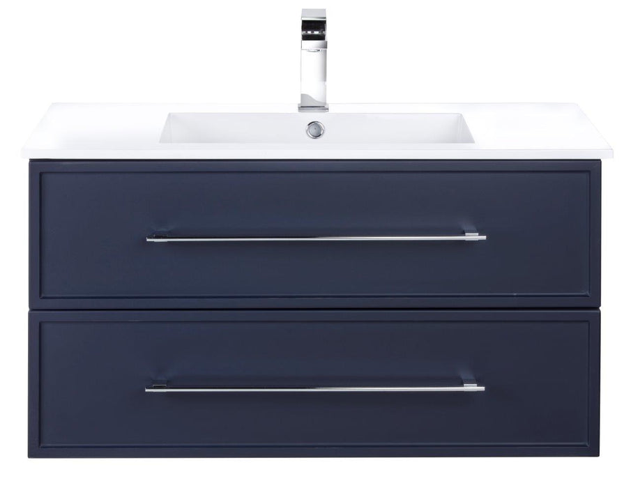 Lucca Modern Wall Mounted Floating Bathroom Vanity with Cultured Marble Top and Sink