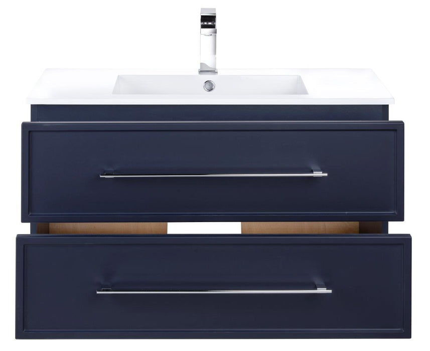Lucca Modern Wall Mounted Floating Bathroom Vanity with Cultured Marble Top and Sink