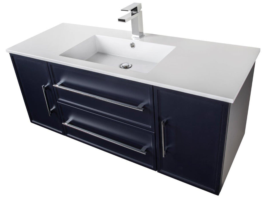 Lucca Modern Wall Mounted Floating Bathroom Vanity with Cultured Marble Top and Sink