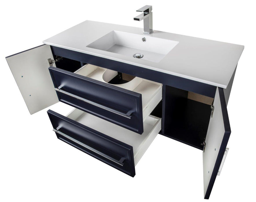 Lucca Modern Wall Mounted Floating Bathroom Vanity with Cultured Marble Top and Sink