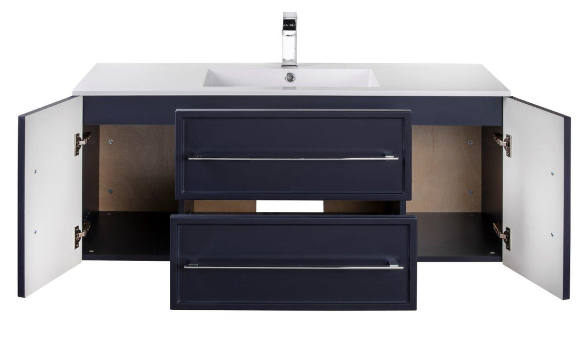 Lucca Modern Wall Mounted Floating Bathroom Vanity with Cultured Marble Top and Sink