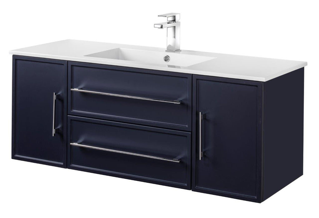 Lucca Modern Wall Mounted Floating Bathroom Vanity with Cultured Marble Top and Sink