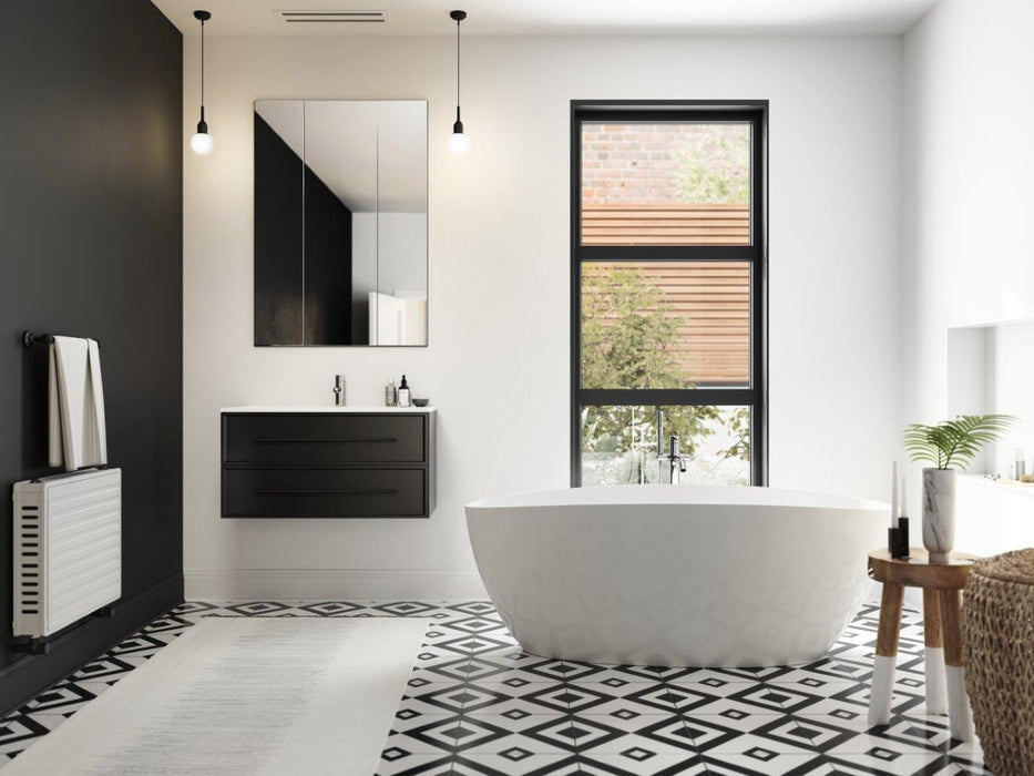 Lucca Modern Wall Mounted Floating Bathroom Vanity with Cultured Marble Top and Sink