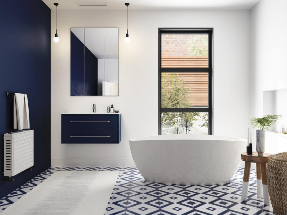 Lucca Modern Wall Mounted Floating Bathroom Vanity with Cultured Marble Top and Sink