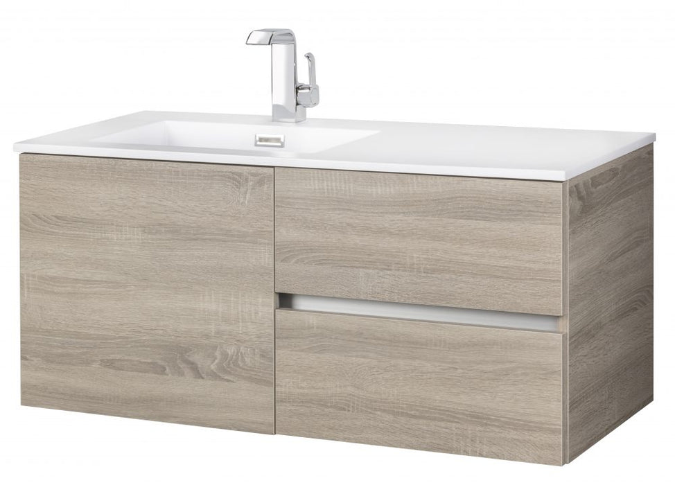 42" Breakwater Wall Mounted Floating Bathroom Vanity Set with Cultured Marble Top and Offset Sink