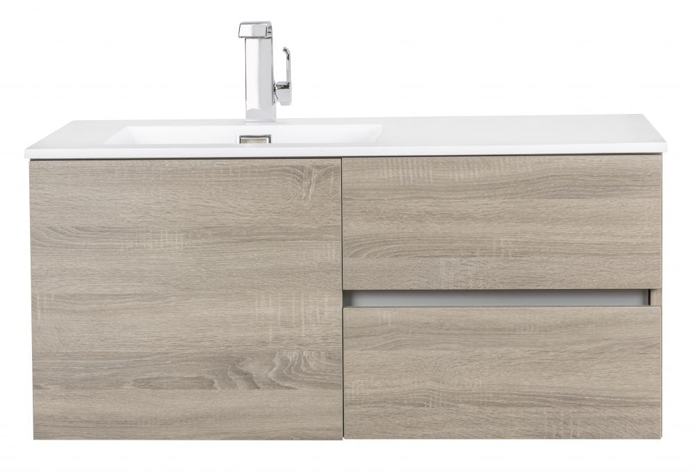 42" Breakwater Wall Mounted Floating Bathroom Vanity Set with Cultured Marble Top and Offset Sink
