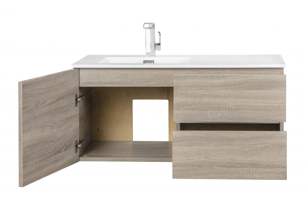 42" Breakwater Wall Mounted Floating Bathroom Vanity Set with Cultured Marble Top and Offset Sink