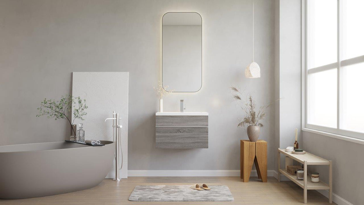 Tofino Modern Wall Mounted Floating Bathroom Vanity Set with Cultured Marble Top and Sink