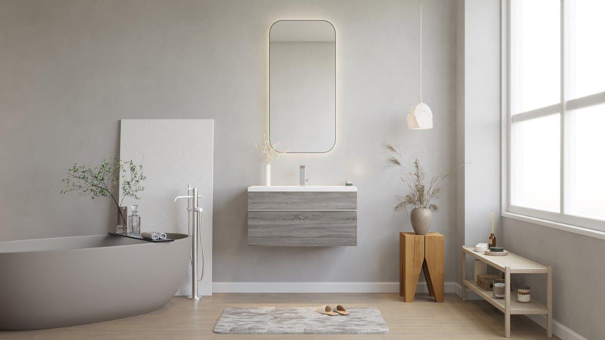 Tofino Modern Wall Mounted Floating Bathroom Vanity Set with Cultured Marble Top and Sink