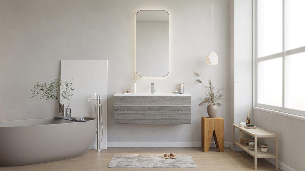 Tofino Modern Wall Mounted Floating Bathroom Vanity Set with Cultured Marble Top and Sink