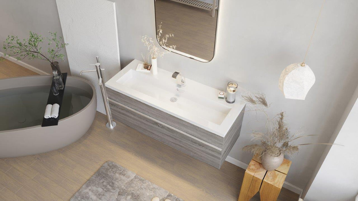 Tofino Modern Wall Mounted Floating Bathroom Vanity Set with Cultured Marble Top and Sink