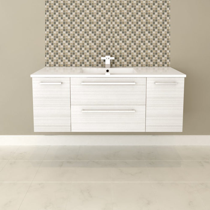 Boho Modern Wall Mounted Floating Bathroom Vanity Set with Cultured Marble Top and Sink