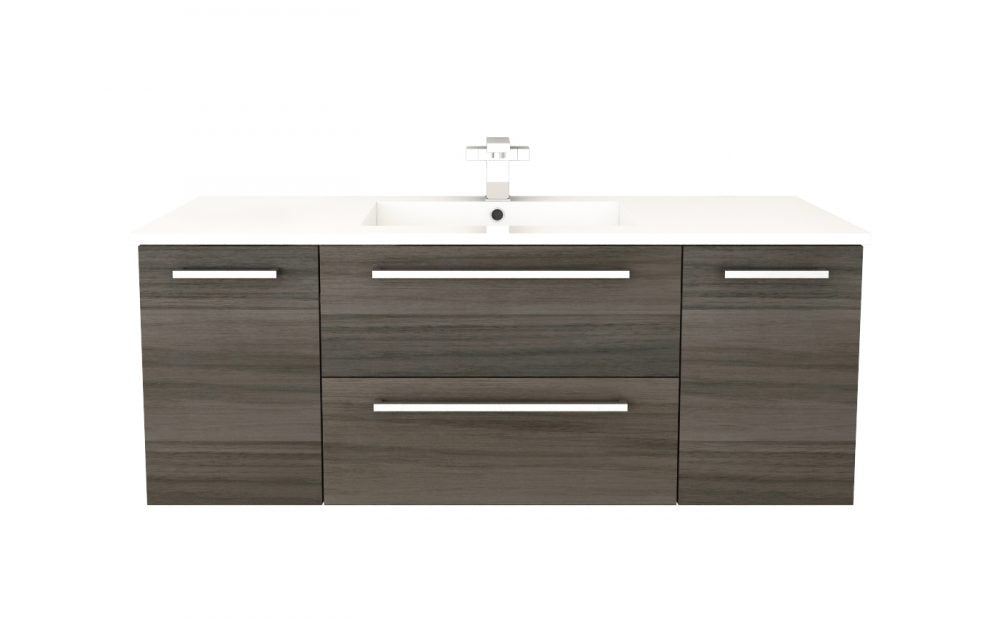 Boho Modern Wall Mounted Floating Bathroom Vanity Set with Cultured Marble Top and Sink