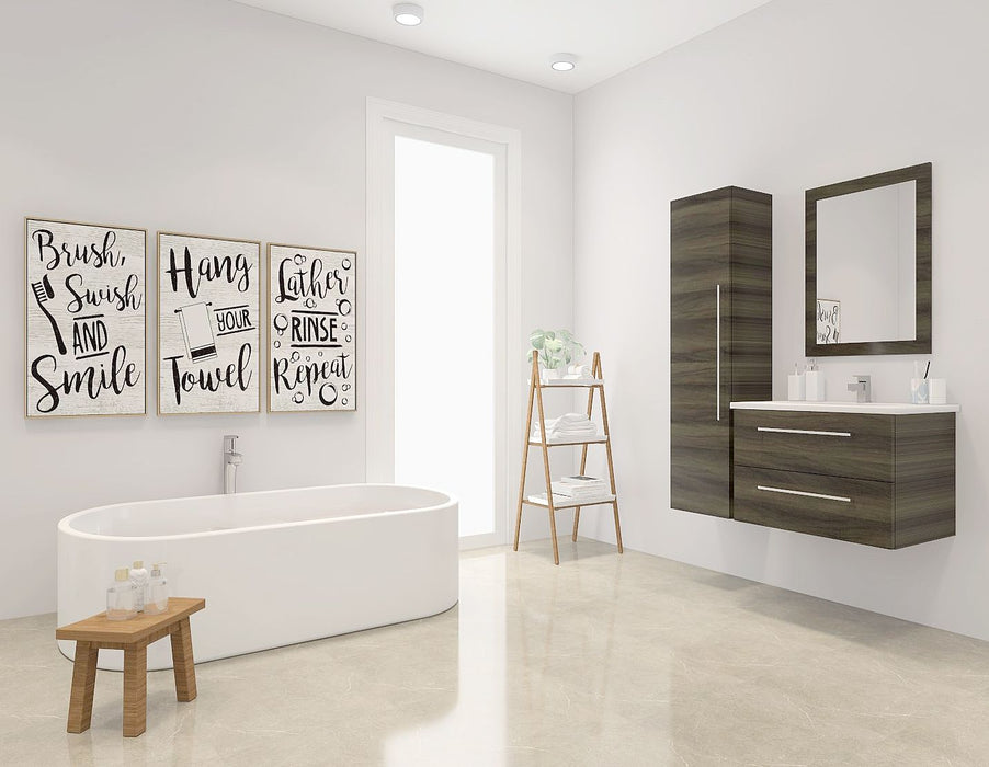 Boho Modern Wall Mounted Floating Bathroom Vanity Set with Cultured Marble Top and Sink