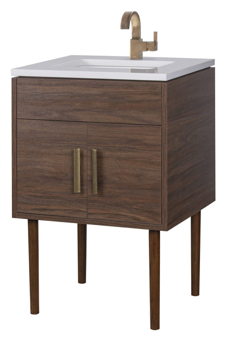 Gilded Mid Century Free Standing Bathroom Vanity Set with Quartz Top and Under Mount Sink