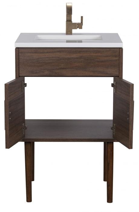 Gilded Mid Century Free Standing Bathroom Vanity Set with Quartz Top and Under Mount Sink