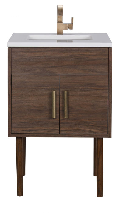 Gilded Mid Century Free Standing Bathroom Vanity Set with Quartz Top and Under Mount Sink