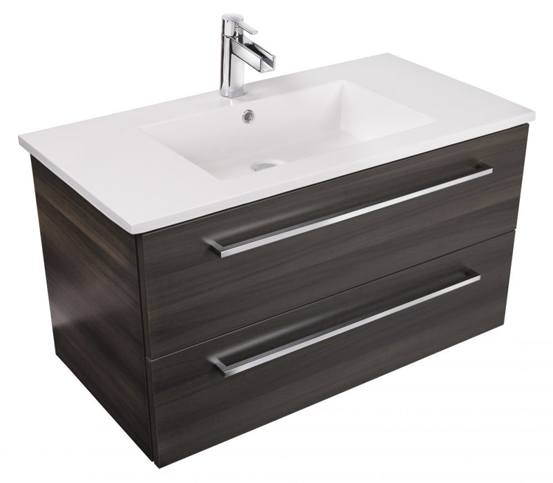 Boho Modern Wall Mounted Floating Bathroom Vanity Set with Cultured Marble Top and Sink