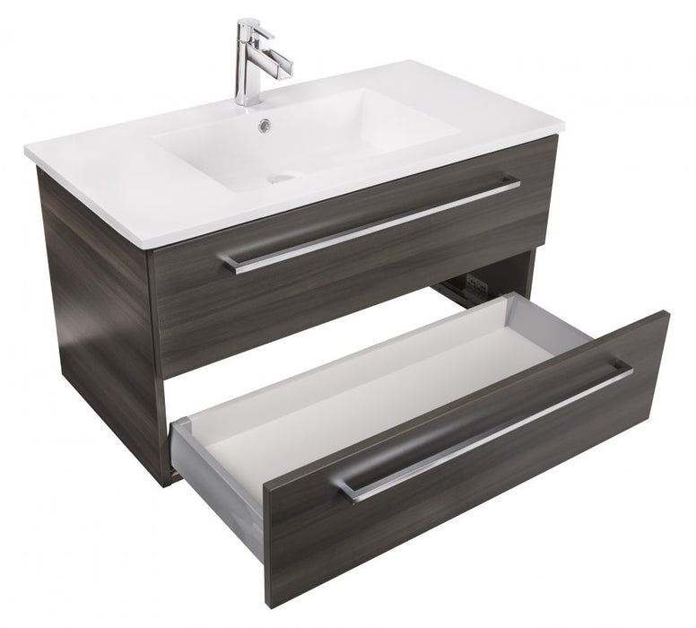 Boho Modern Wall Mounted Floating Bathroom Vanity Set with Cultured Marble Top and Sink