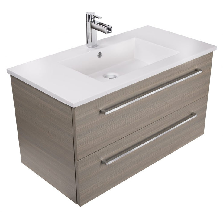 Boho Modern Wall Mounted Floating Bathroom Vanity Set with Cultured Marble Top and Sink