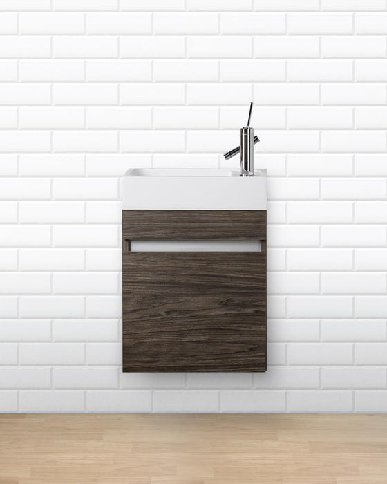 18" Tulum Modern Wall Mounted Floating Bathroom Vanity Set with Cultured Marble Top and Sink