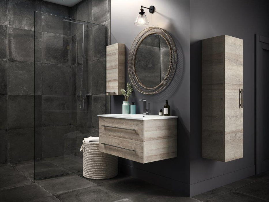 Aspen Modern Wall Mounted Floating Bathroom Vanity Set with Cultured Marble Top and Sink