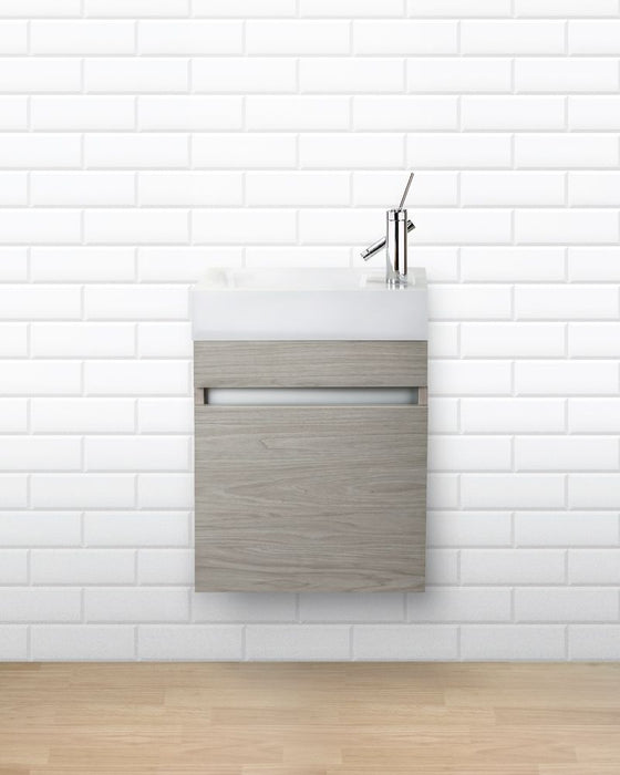 18" Tulum Modern Wall Mounted Floating Bathroom Vanity Set with Cultured Marble Top and Sink