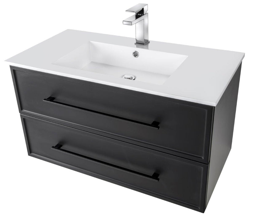 Lucca Modern Wall Mounted Floating Bathroom Vanity with Cultured Marble Top and Sink