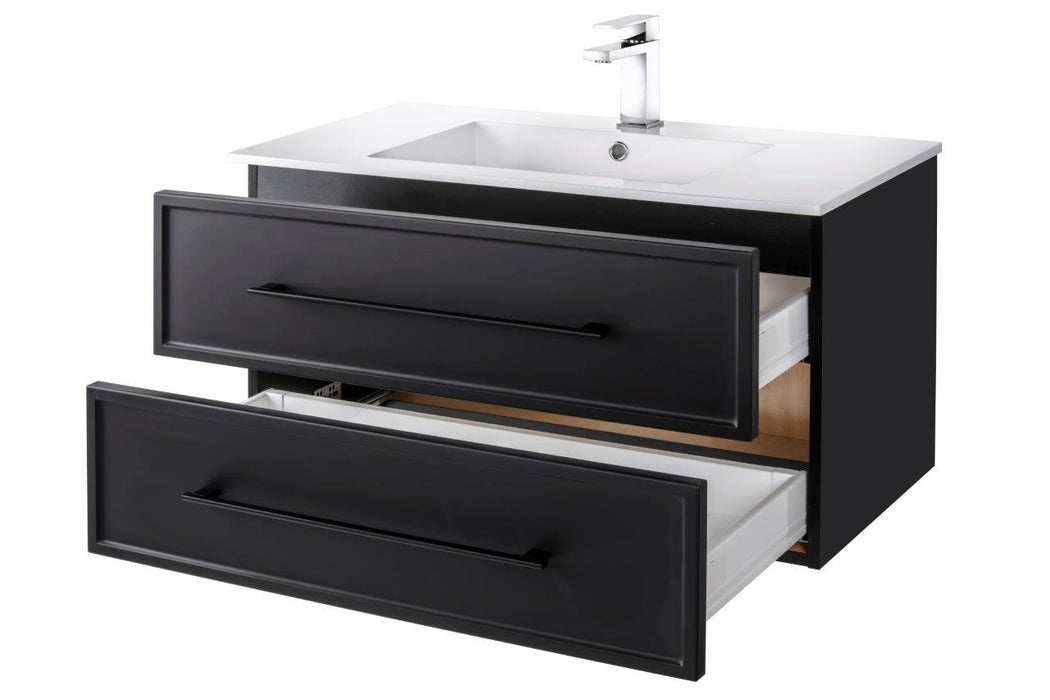Lucca Modern Wall Mounted Floating Bathroom Vanity with Cultured Marble Top and Sink