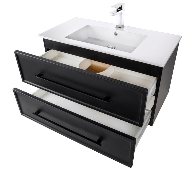 Lucca Modern Wall Mounted Floating Bathroom Vanity with Cultured Marble Top and Sink
