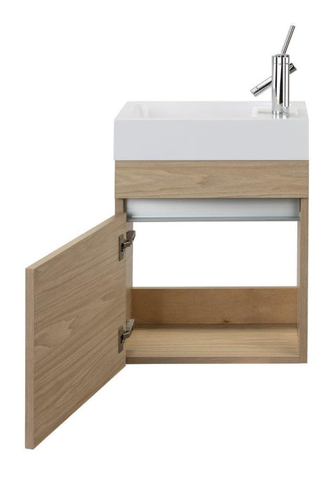18" Tulum Modern Wall Mounted Floating Bathroom Vanity Set with Cultured Marble Top and Sink