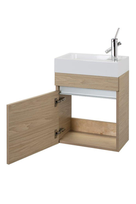 18" Tulum Modern Wall Mounted Floating Bathroom Vanity Set with Cultured Marble Top and Sink