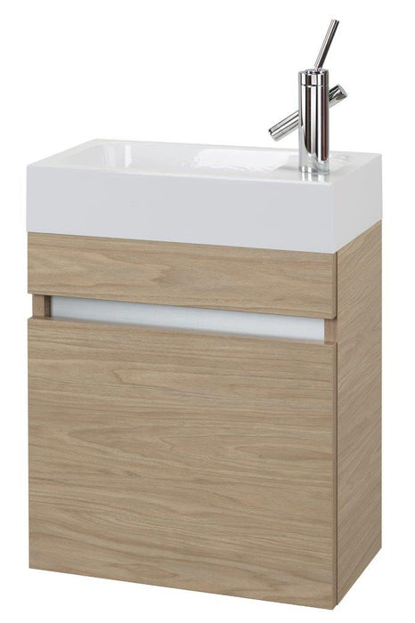 18" Tulum Modern Wall Mounted Floating Bathroom Vanity Set with Cultured Marble Top and Sink