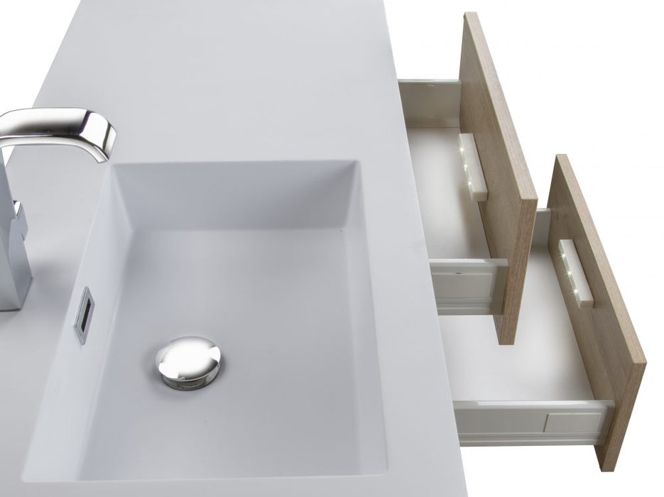 42" Breakwater Wall Mounted Floating Bathroom Vanity Set with Cultured Marble Top and Offset Sink