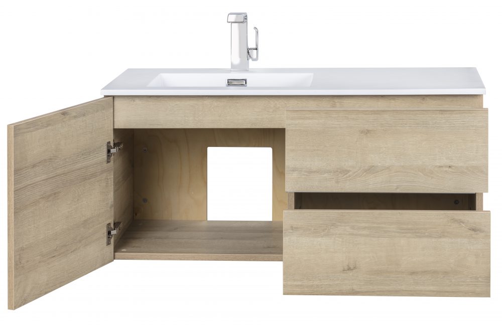 42" Breakwater Wall Mounted Floating Bathroom Vanity Set with Cultured Marble Top and Offset Sink