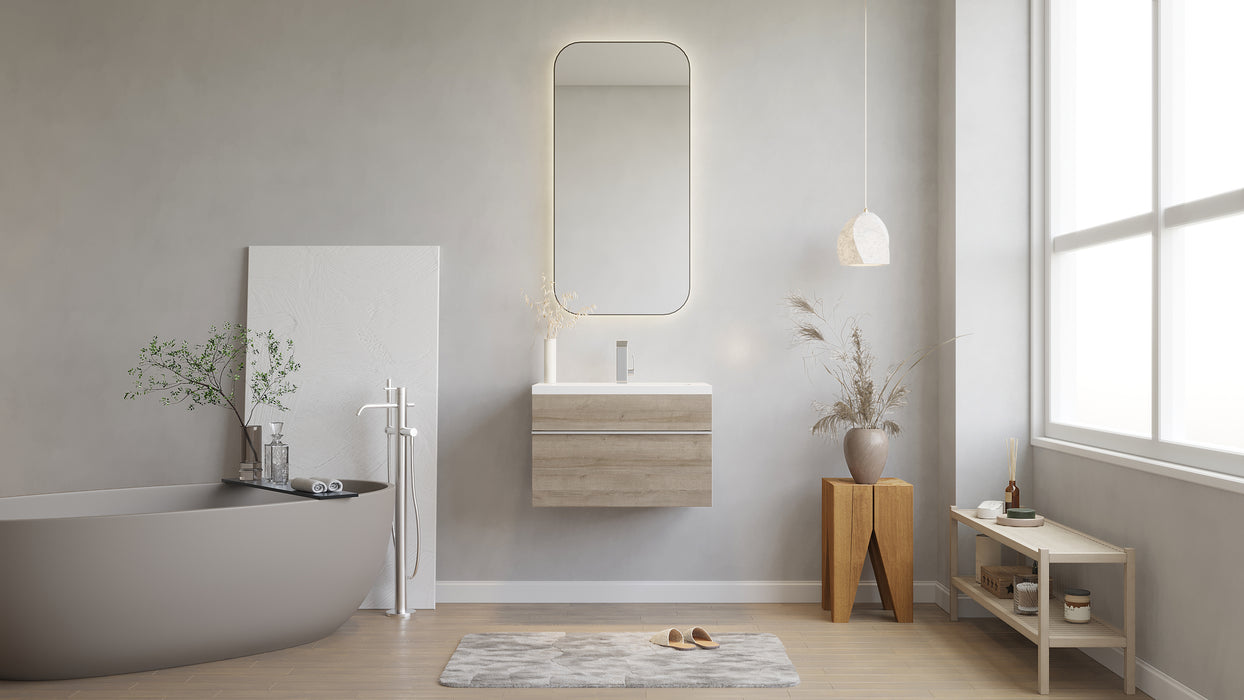 Tofino Modern Wall Mounted Floating Bathroom Vanity Set with Cultured Marble Top and Sink