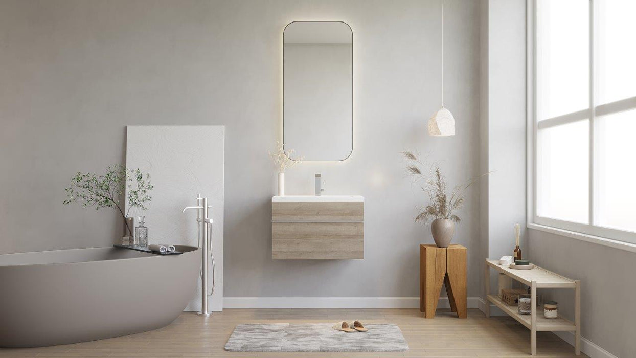 Tofino Modern Wall Mounted Floating Bathroom Vanity Set with Cultured Marble Top and Sink