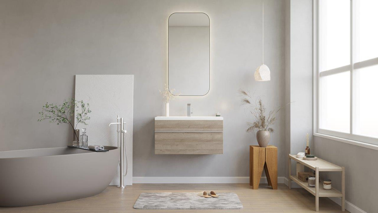 Tofino Modern Wall Mounted Floating Bathroom Vanity Set with Cultured Marble Top and Sink